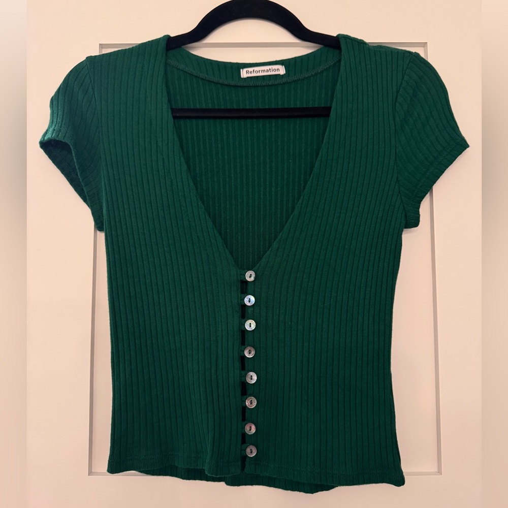 Reformation Button-Down Ribbed Top